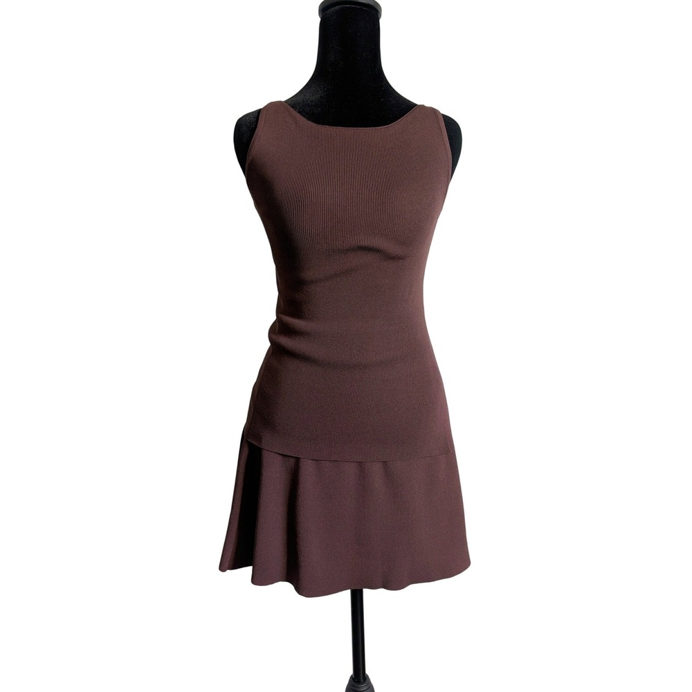 Princess Polly So Alluring Sleek Rich Brown Knit Mini Skirt Set Preppy Polished